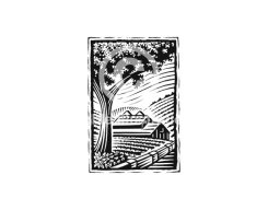 tree barn woodcut